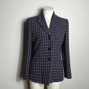 Vintage Austin Reed Plaid Tweed Single Breasted a Cotton Blazer size 4 P